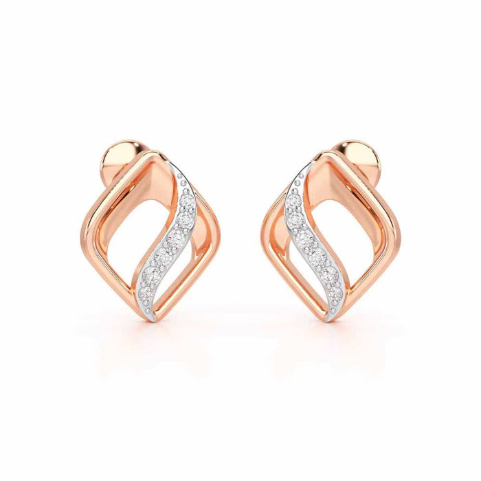 Crescent Spark Silver Earrings - Rose Gold - Image 1