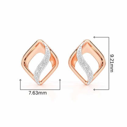 Crescent Spark Silver Earrings - Rose Gold - Image 2