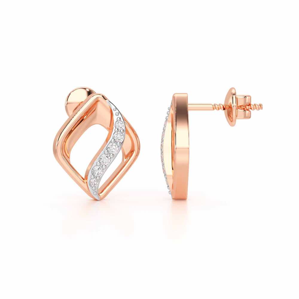 Crescent Spark Silver Earrings - Rose Gold - Image 4