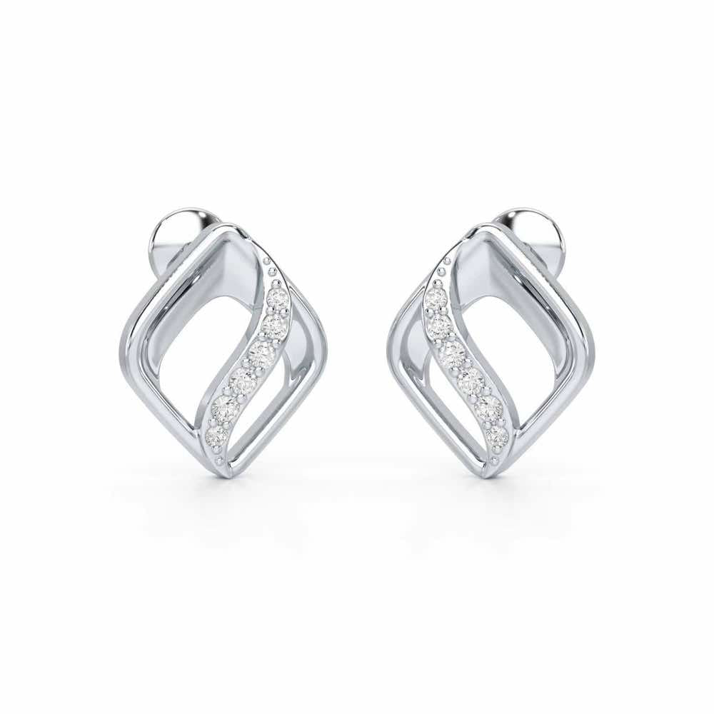 Crescent Spark Silver Earrings - White Gold - Image 1