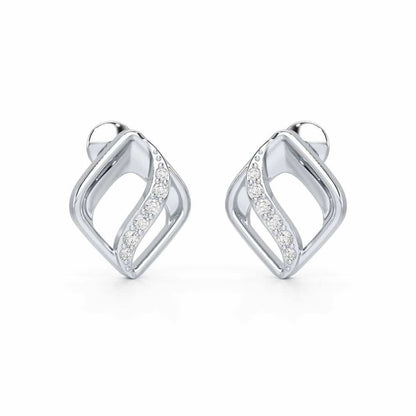 Crescent Spark Silver Earrings - White Gold - Image 1