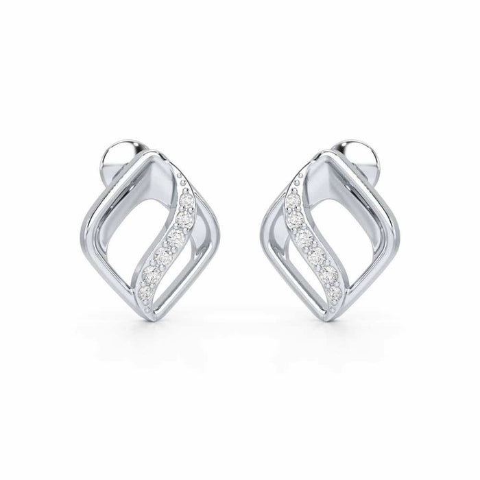 Crescent Spark Silver Earrings - White Gold - Image 1