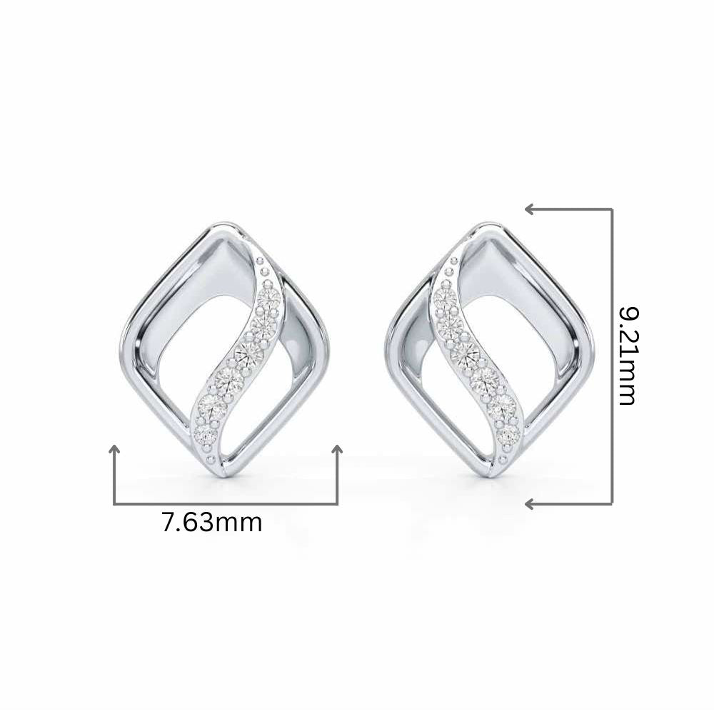 Crescent Spark Silver Earrings - White Gold - Image 2