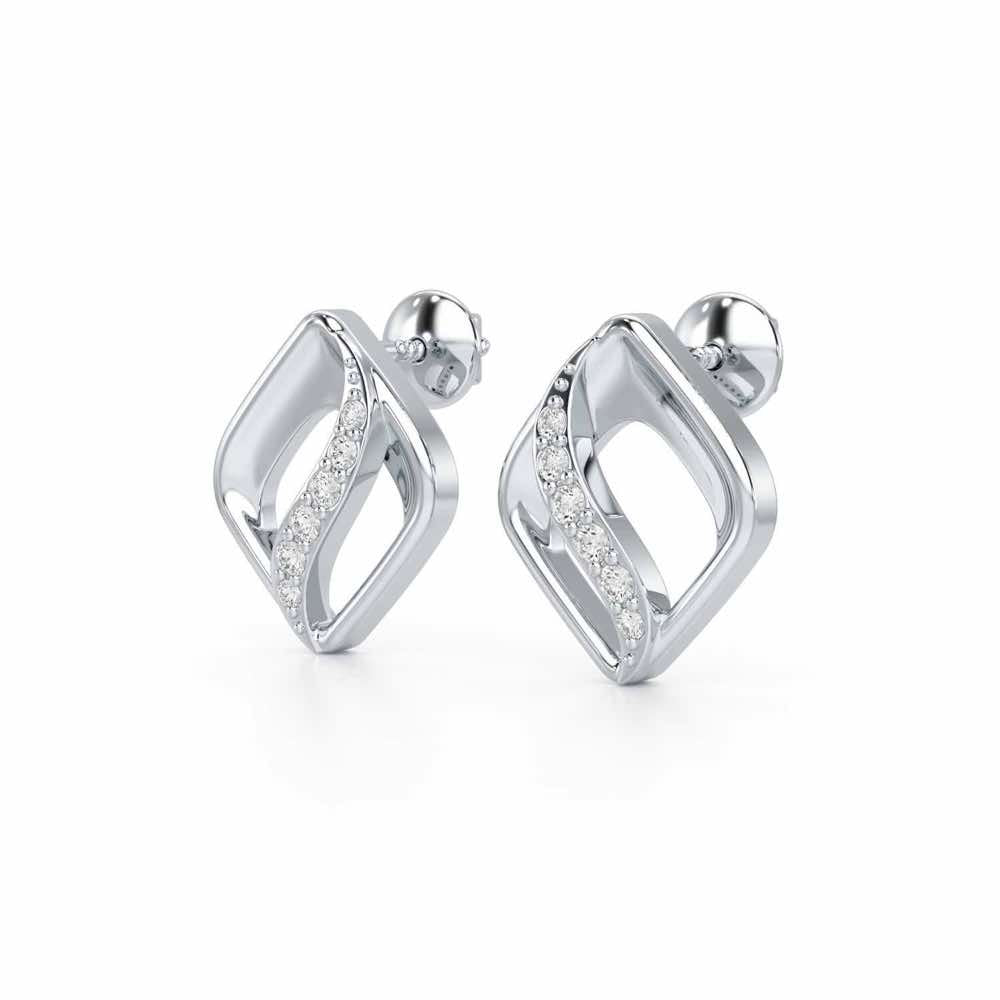Crescent Spark Silver Earrings - White Gold - Image 3