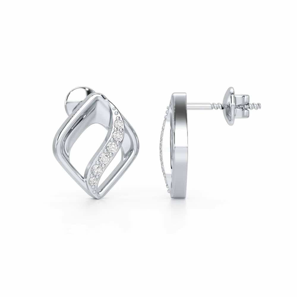 Crescent Spark Silver Earrings - White Gold - Image 4