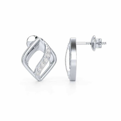 Crescent Spark Silver Earrings - White Gold - Image 4
