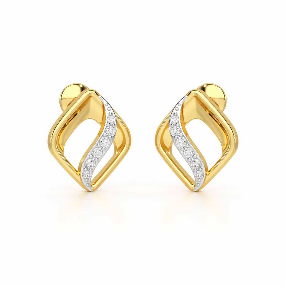Crescent Spark Silver Earrings - Yellow Gold - Image 1