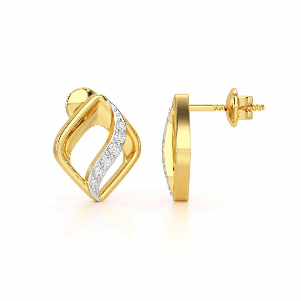 Crescent Spark Silver Earrings - Yellow Gold - Image 4