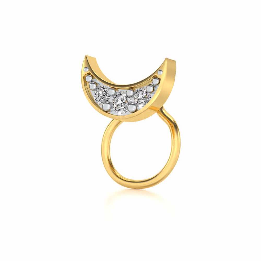 Cresent Moon Silver Nosepin - Yellow Gold - Image 1