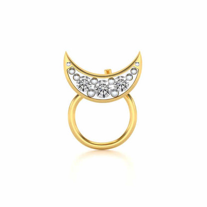 Cresent Moon Silver Nosepin - Yellow Gold - Image 2