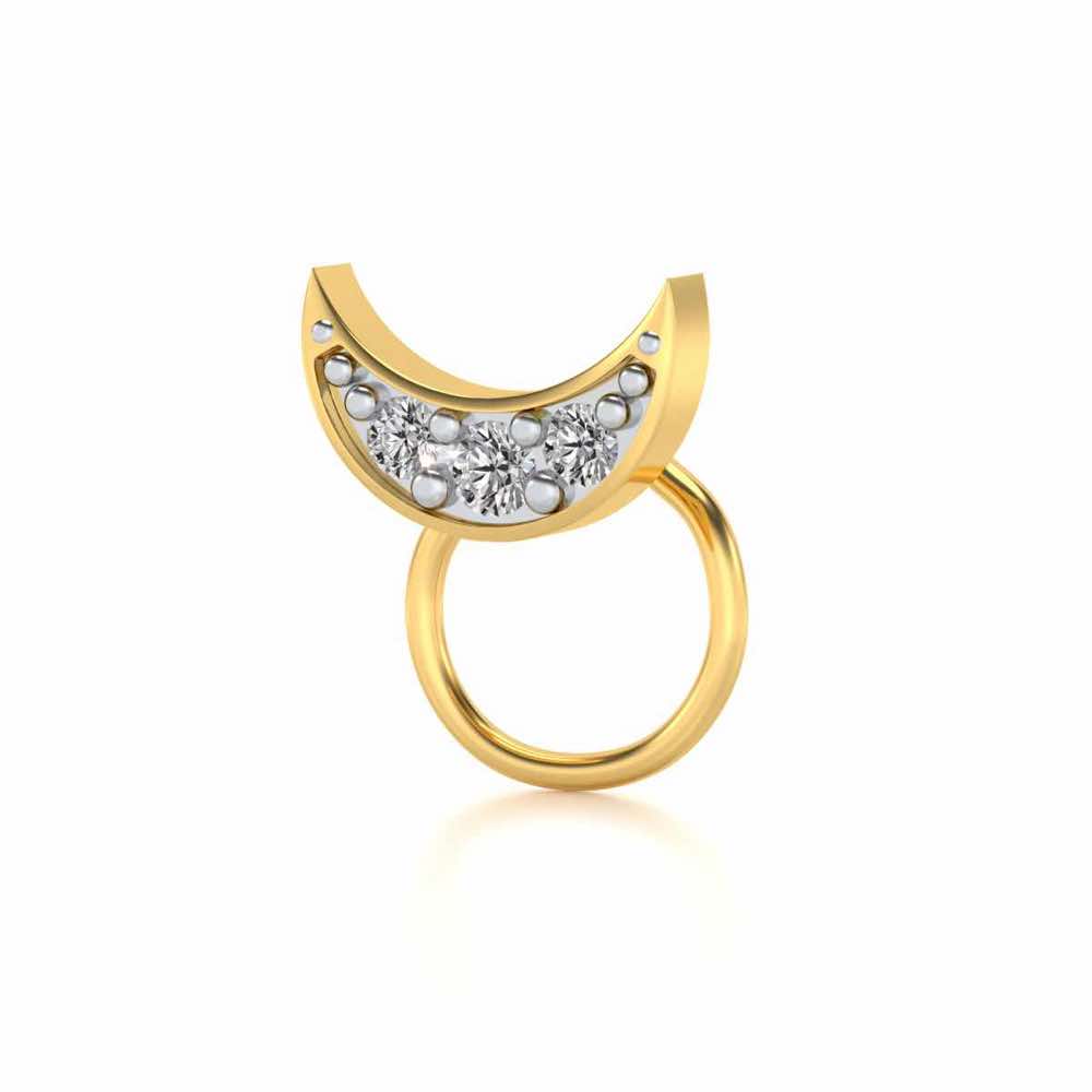 Cresent Moon Silver Nosepin - Yellow Gold - Image 3