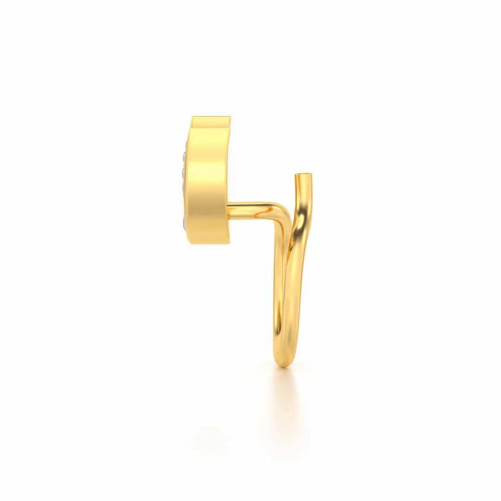Cresent Moon Silver Nosepin - Yellow Gold - Image 4