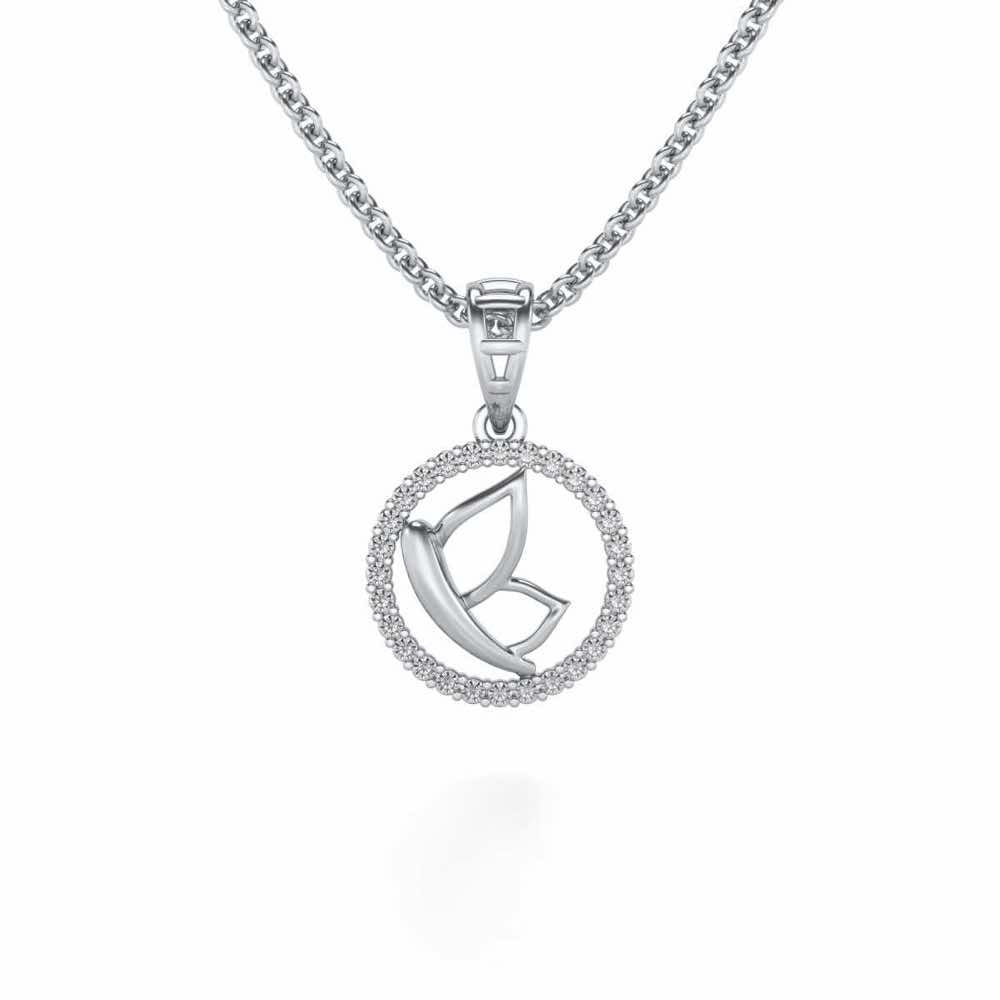 Crest Silver Pendant - White Gold - Image 1