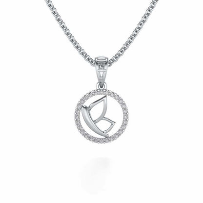 Crest Silver Pendant - White Gold - Image 1