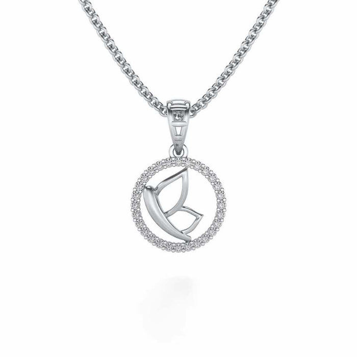 Crest Silver Pendant - White Gold - Image 1