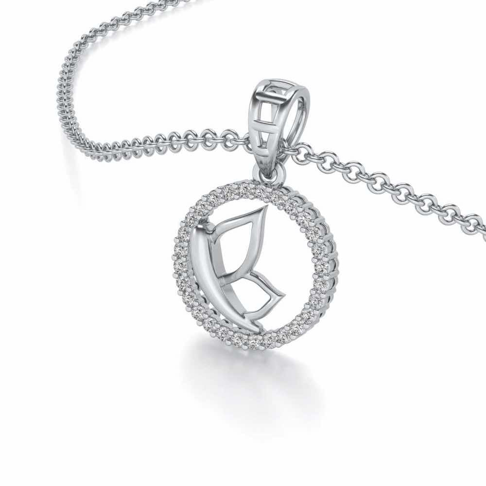 Crest Silver Pendant - White Gold - Image 2