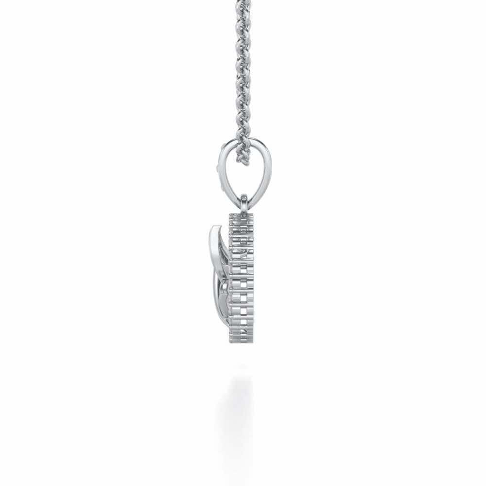Crest Silver Pendant - White Gold - Image 3