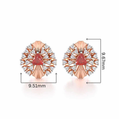 Crest Shine Silver Earrings - Rose Gold - Image 2