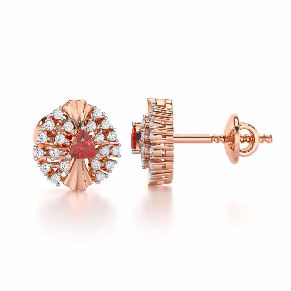 Crest Shine Silver Earrings - Rose Gold - Image 4