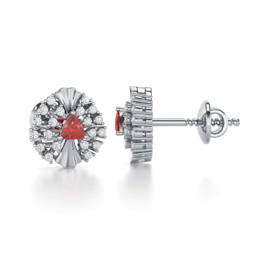 Crest Shine Silver Earrings - White Gold - Image 4