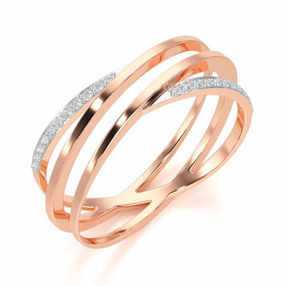 Criss-Cross Silver Ring - Rose Gold - Image 1