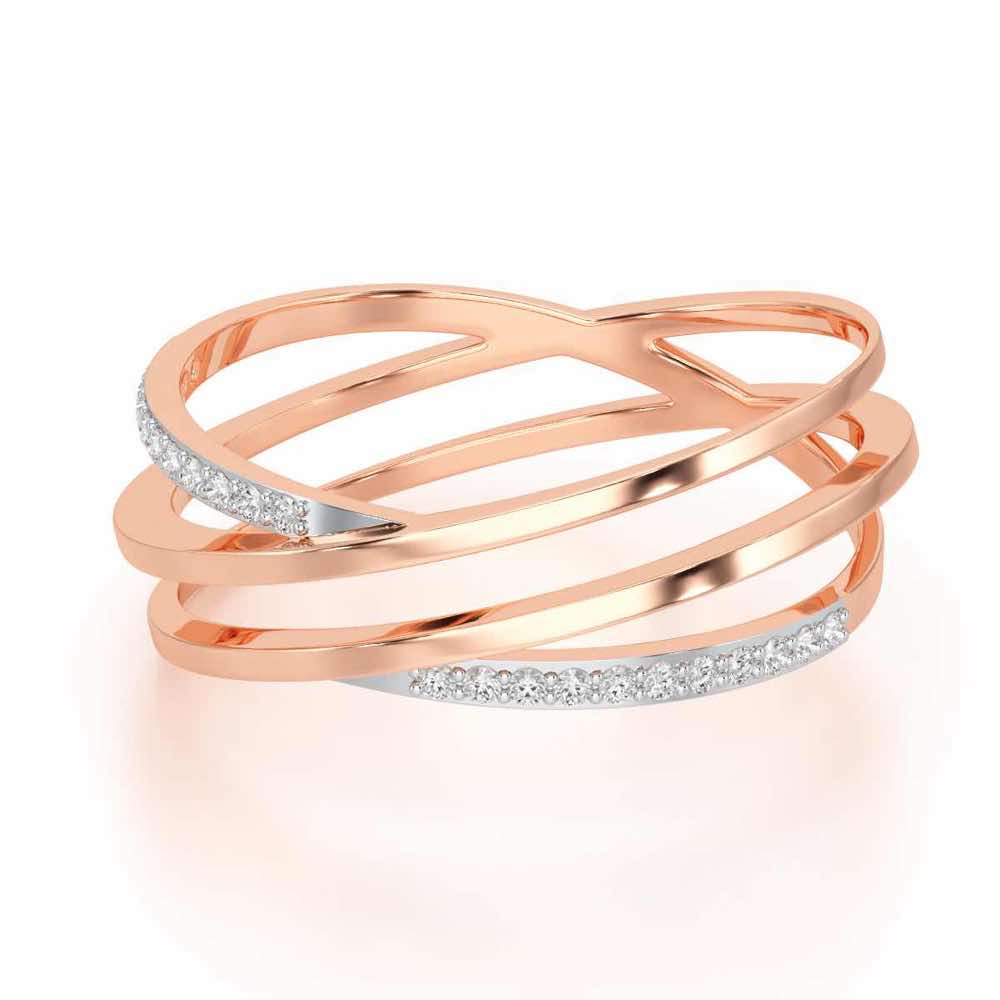 Criss-Cross Silver Ring - Rose Gold - Image 2