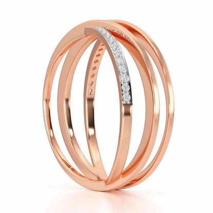 Criss-Cross Silver Ring - Rose Gold - Image 3