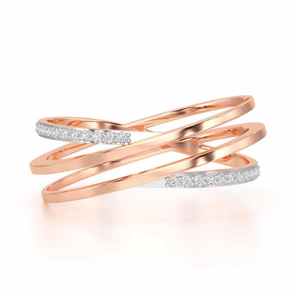 Criss-Cross Silver Ring - Rose Gold - Image 4
