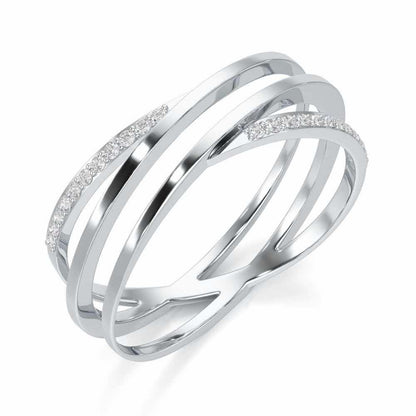 Criss-Cross Silver Ring - White Gold - Image 1