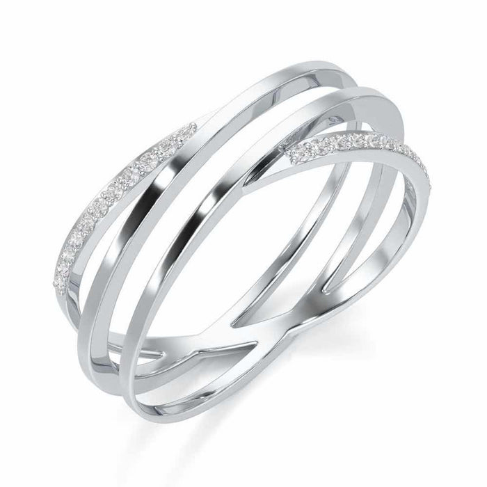 Criss-Cross Silver Ring - White Gold - Image 1