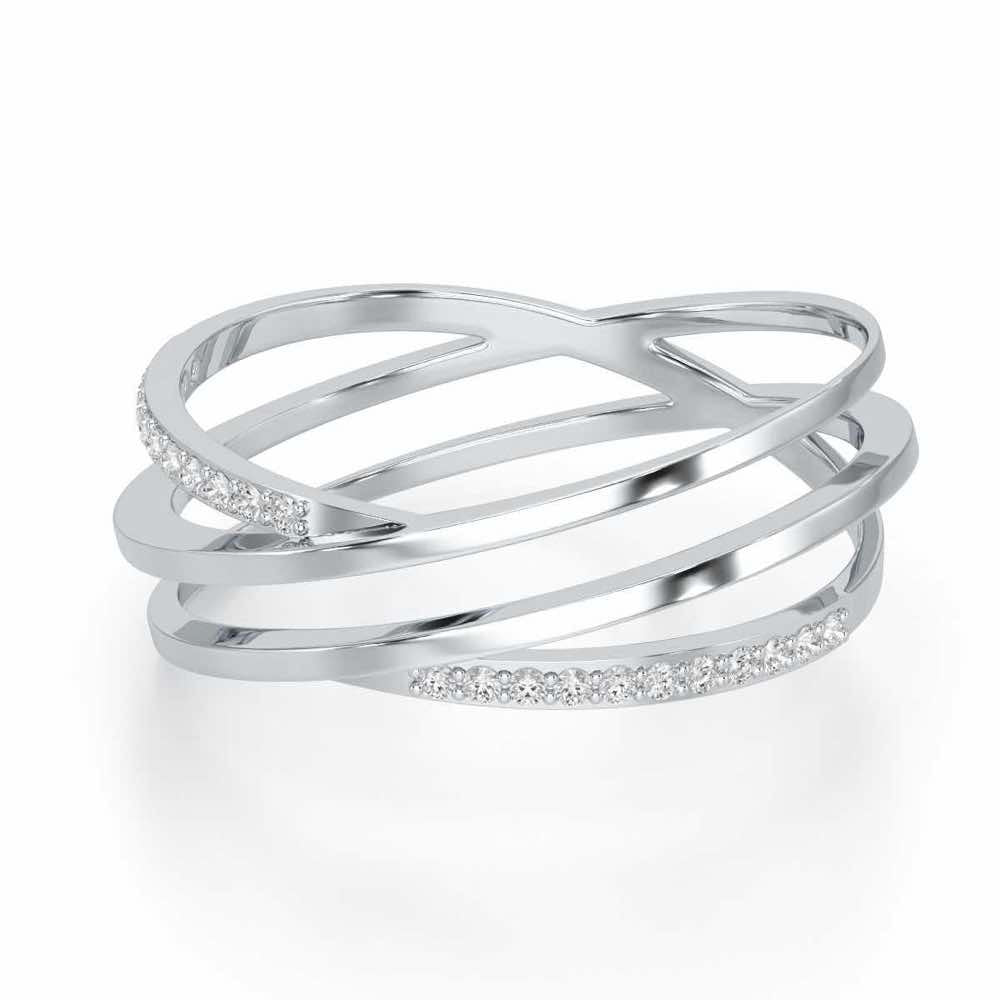 Criss-Cross Silver Ring - White Gold - Image 2