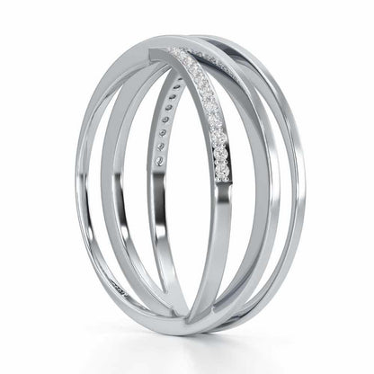 Criss-Cross Silver Ring - White Gold - Image 3