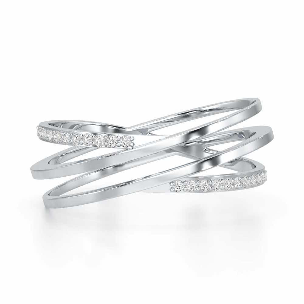 Criss-Cross Silver Ring - White Gold - Image 4