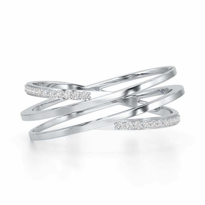 Criss-Cross Silver Ring - White Gold - Image 4