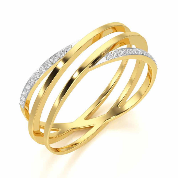 Criss-Cross Silver Ring - Yellow Gold - Image 1