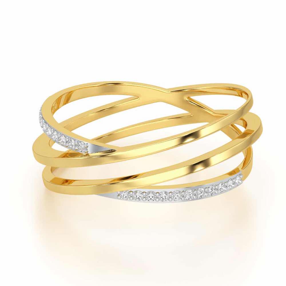Criss-Cross Silver Ring - Yellow Gold - Image 2