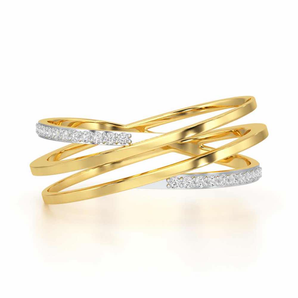 Criss-Cross Silver Ring - Yellow Gold - Image 4