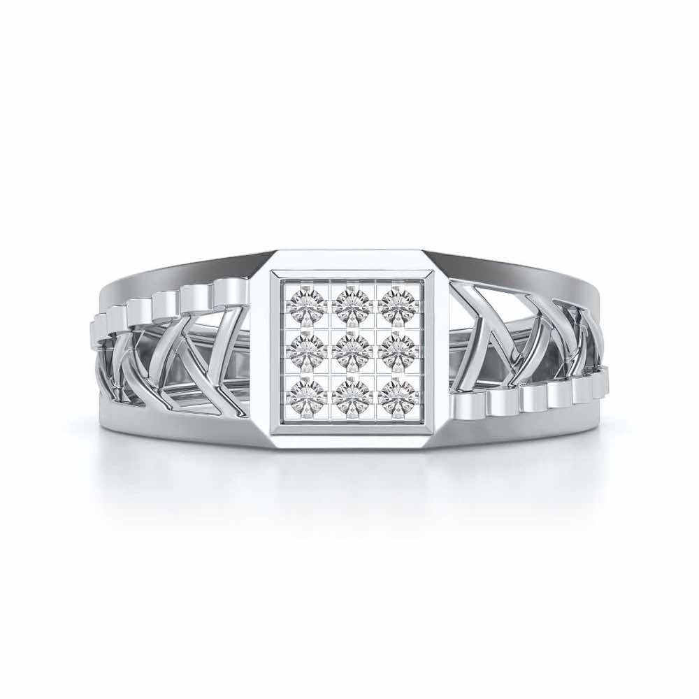 Criss-Cross Ring For Men - White Gold - Image 4