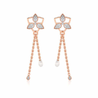 Cristy Silver Dangler Earrings - Rose Gold - Image 1