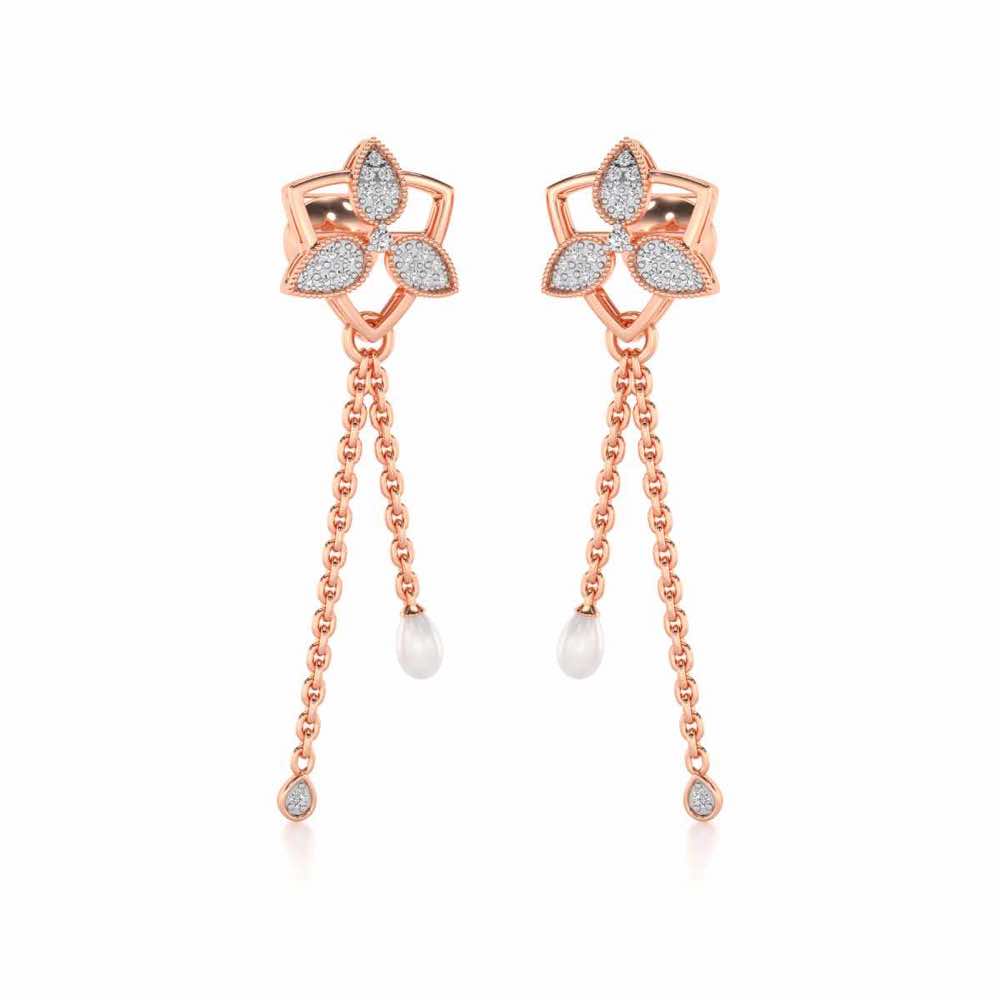 Cristy Silver Dangler Earrings - Rose Gold - Image 2