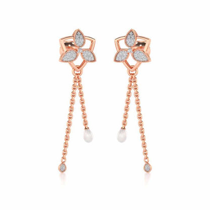 Cristy Silver Dangler Earrings - Rose Gold - Image 2
