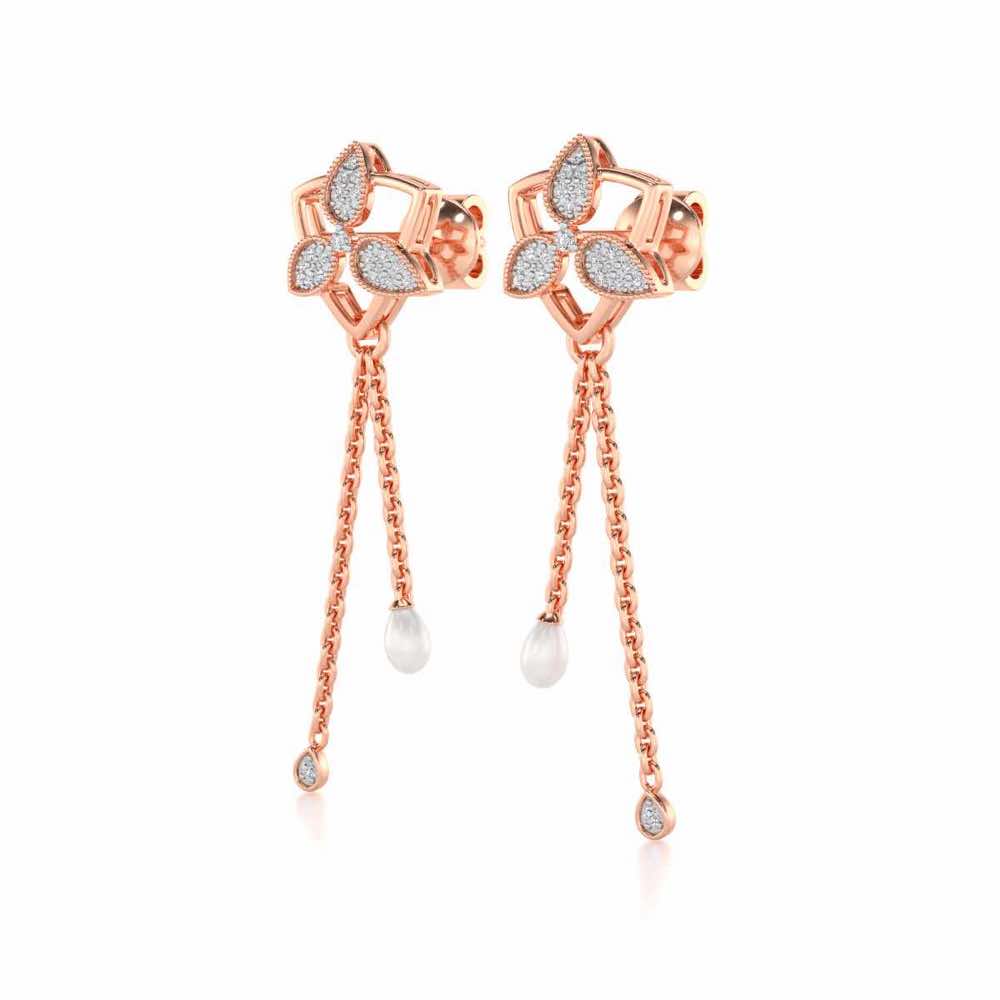 Cristy Silver Dangler Earrings - Rose Gold - Image 3