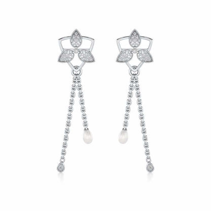 Cristy Silver Dangler Earrings - White Gold - Image 1