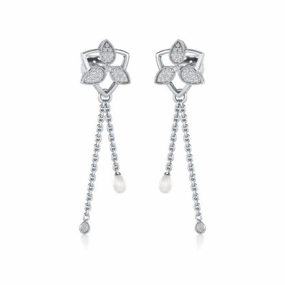 Cristy Silver Dangler Earrings - White Gold - Image 2