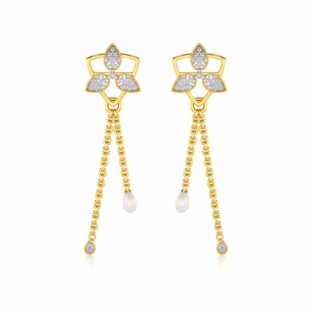 Cristy Silver Dangler Earrings - Yellow Gold - Image 1