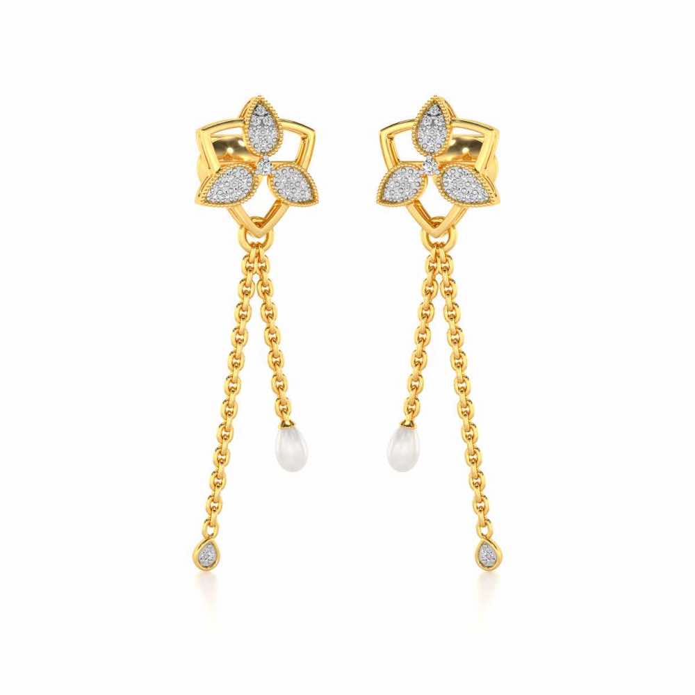 Cristy Silver Dangler Earrings - Yellow Gold - Image 2