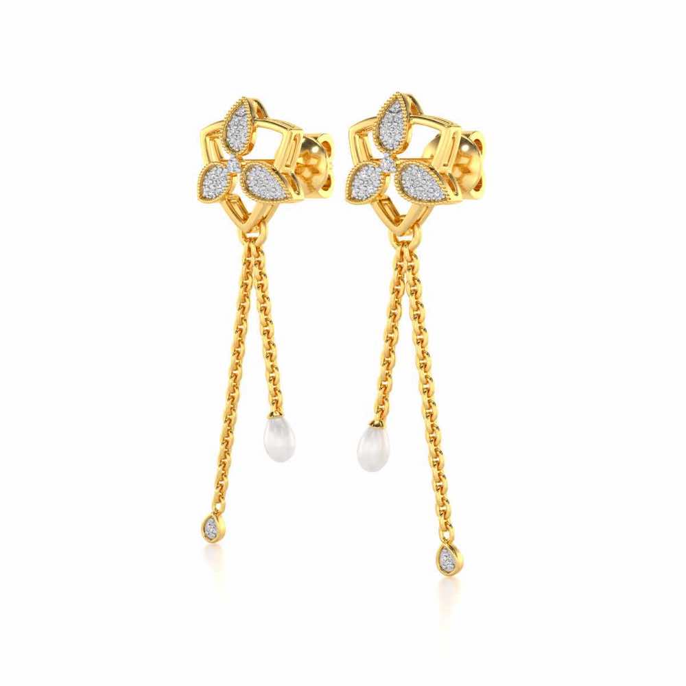 Cristy Silver Dangler Earrings - Yellow Gold - Image 3