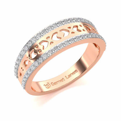 Cross Glam Silver Band Ring - Rose Gold - Image 1