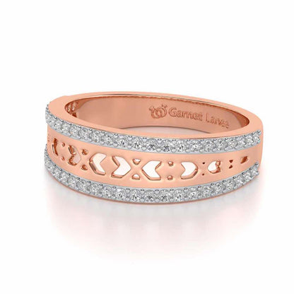 Cross Glam Silver Band Ring - Rose Gold - Image 2