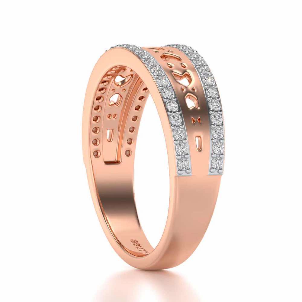 Cross Glam Silver Band Ring - Rose Gold - Image 3